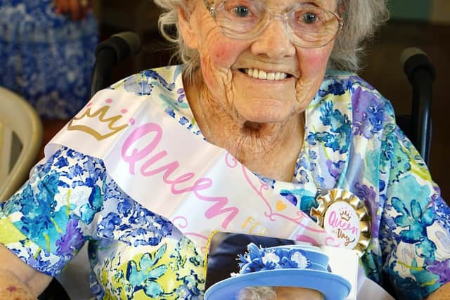 Woodlands care home resident Audrey Cheesbrough celebrates her 100th birthday.