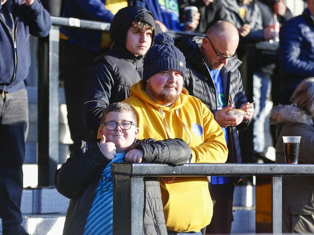 Mansfield Town fans ahead of the win over Salford.