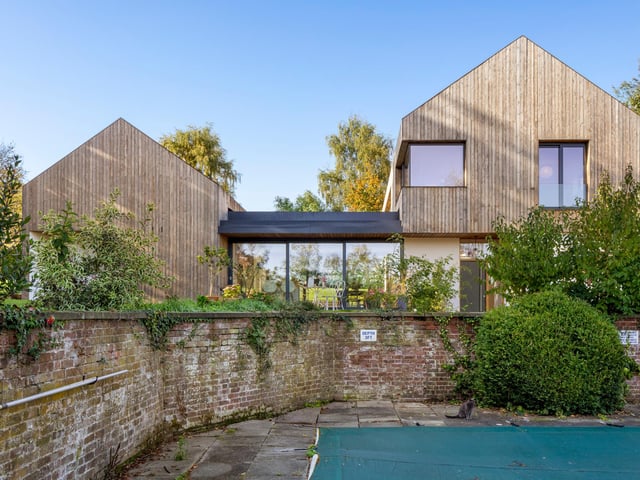 An exterior view of the Kebony-clad new family home in Braishfield, Hampshire.