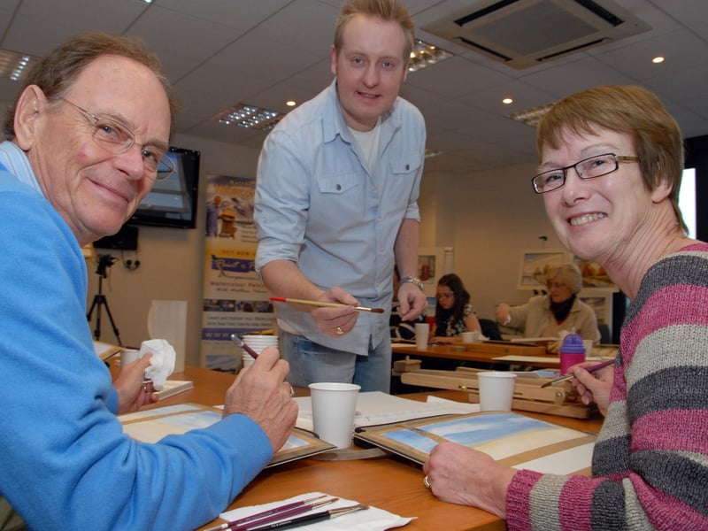 Langwith Artist, Matthew Palmer, star of Paint Along with Matthew Palmer on Sky hosted a Watercolour Workshop at the East Midlands Designer Outlet in South Normanton.