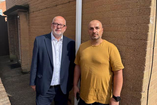 Steve Yemm and resident Marius Oprea after talking about HMOs on Princes Street. Photo: Submitted