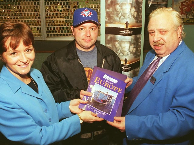 Star reader Jerome Morton (centre) received his trip to France prize from Paula Rickwood of Leger Holidays, and Richard Isaac the Senior Assistant manager at the Odeon Cinema, Arundel Gate in 1998