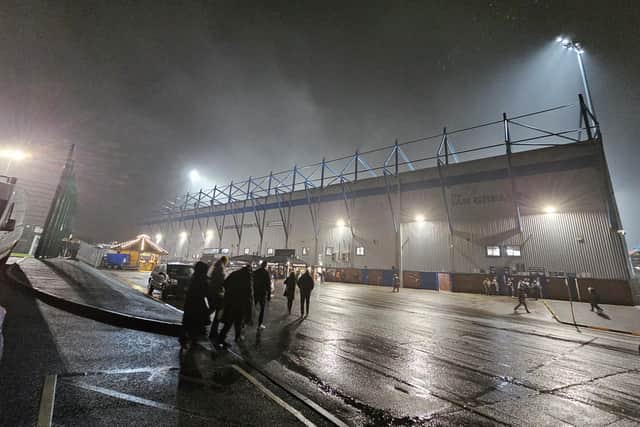 One Call Stadium - waterlogged pitch.