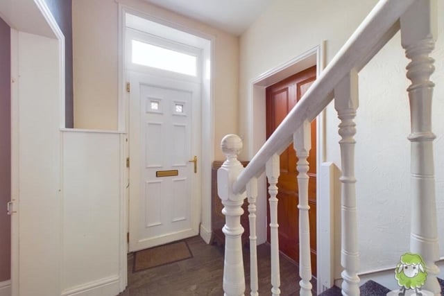 The front door that leads into a welcoming entrance hall at the £750,000 Kirkby farmhouse. Come on inside!