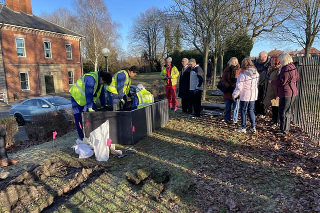 Apprentices from Cauntons Engineering working on the community garden at Durban House this week.