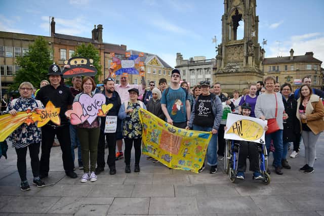 Marchers in Mansfield on the OneWalk of 2019, which attracted 900 people.