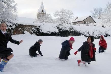 Pupils from Saville House School in Mansfield Woodhouse knee-deep in the snow in December 2010.