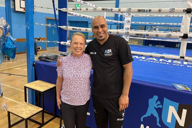Olympic gold medal-winning ice dancer Jayne Torvill, who is a patron of Switch Up, at the launch event with Marcellus Baz.