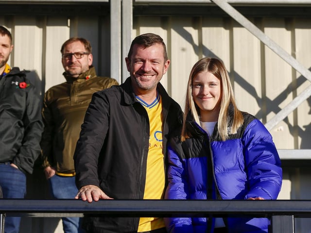 Mansfield Town fans ahead of the win over Salford.