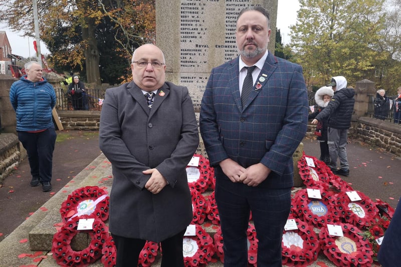 Couns Andy Meakin and Chris Huskinson laid wreaths at the Kirkby cenotaph