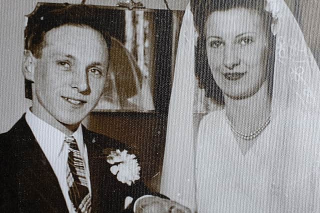 Mr and Mrs Barnes on their wedding day in 1950