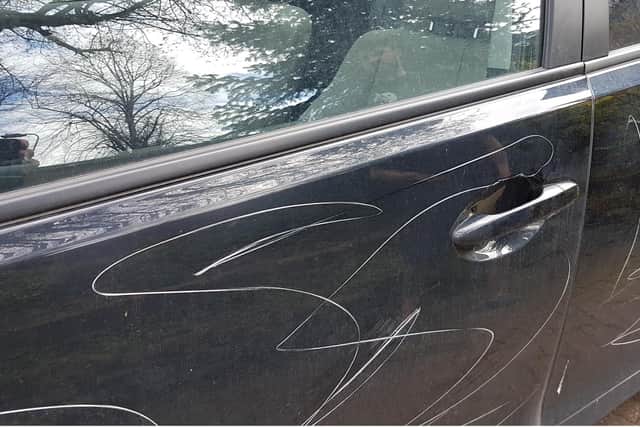 One of the vandalised cars