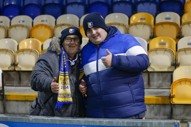 Mansfield Town fans at last night's game with Derby County.