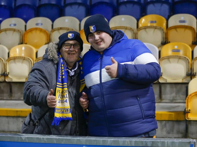 Mansfield Town fans at last night's game with Derby County.