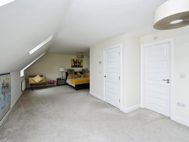 This shot of the master bedroom at the £385,000 property underlines what a vast amount of space is available.