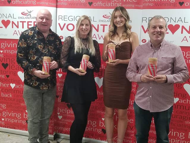 Award collectors from left - Pat Carlan, Claire Tomsett, Sophie Toyn and Richard Massey.