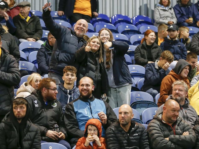 Fans at the OneCall Stadium for the Papa John Trophy match against Derby County Photo Credit Chris HOLLOWAY / The Bigger Picture.media:Mansfield Town fans at last night's game with Derby County.