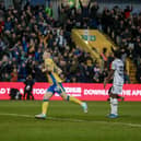 Davis Keillor-Dunn nets a second during the Sky Bet League 2 match against Newport County AFC at the One Call Stadium, 18 Nov 2023 
Picture credit  -  Chris & Jeanette Holloway / The Bigger Picture.media