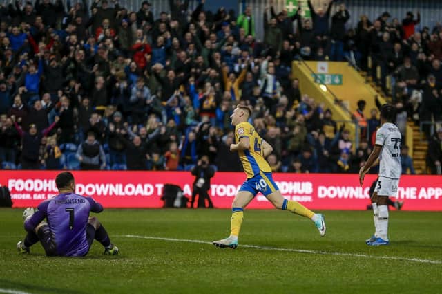 Davis Keillor-Dunn nets a second during the Sky Bet League 2 match against Newport County AFC at the One Call Stadium, 18 Nov 2023
Picture credit - Chris & Jeanette Holloway / The Bigger Picture.media