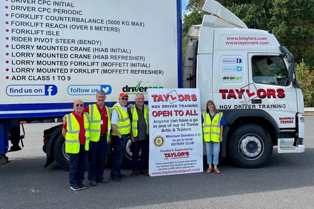 Taylors Instructors Stuart Brough and Mark Willetts with Neil Lancashire (left) and two other Kirkby Rotary Club members