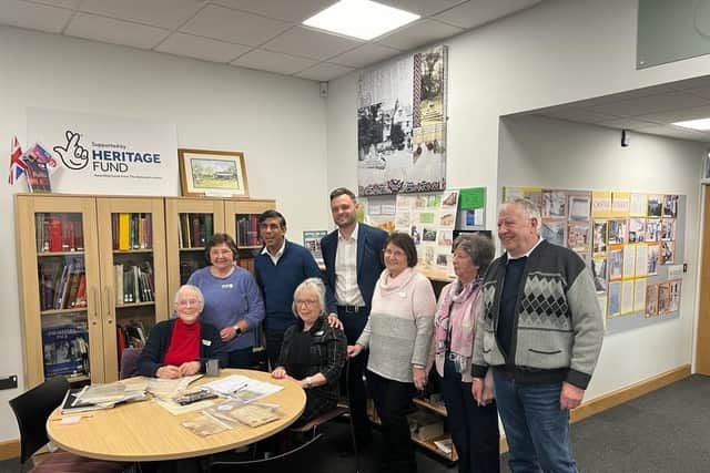 The Prime Minister, Rishi Sunak, and Ben Bradley MP with Heritage Link at Mansfield Woodhouse Library