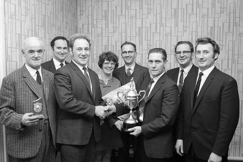 A presentation night at Kirkby Bowls Club in 1970.