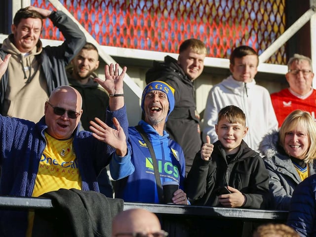 Mansfield Town fans ahead of the win over Salford.