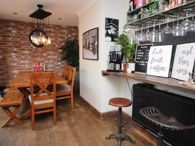 This breakfast bar adds a quaint and quirky touch to the dining kitchen.