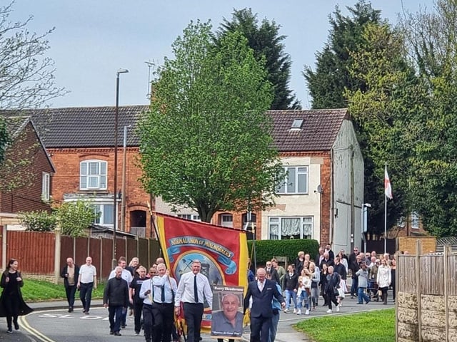 A march was led by the ex-mining committee.