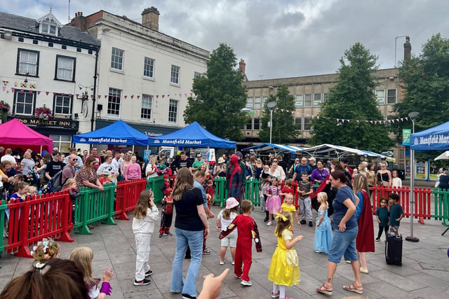 Children loved seeing the princesses and superheroes in Mansfield town centre on Saturday.