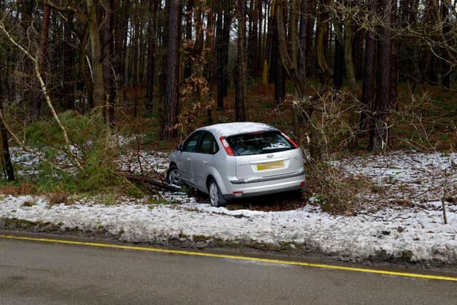 Car left the road, Swinecote Road, Edwinstowe