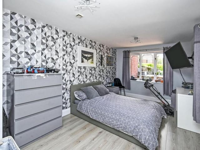 This bedroom is loud and bright.