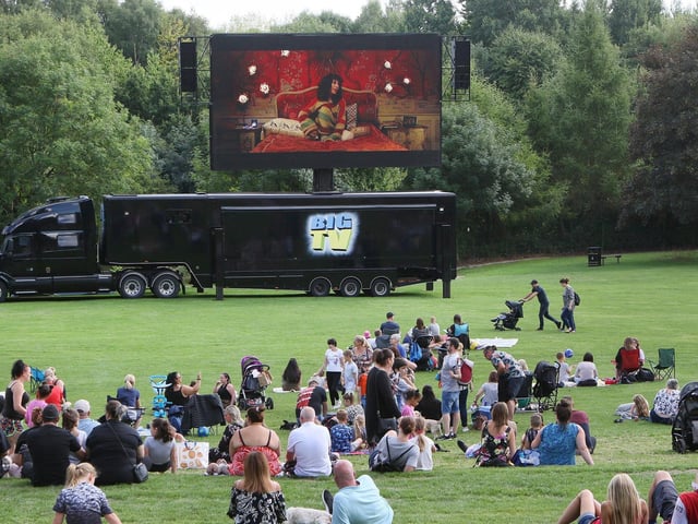 Crowds enjoy Paddington on the big screen.