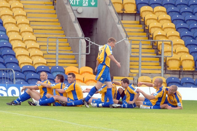 Mansfield celebrate another goal.
