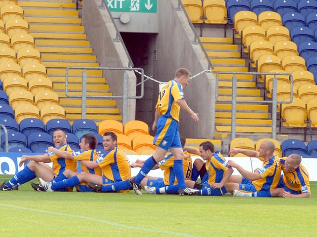 Mansfield celebrate another goal.