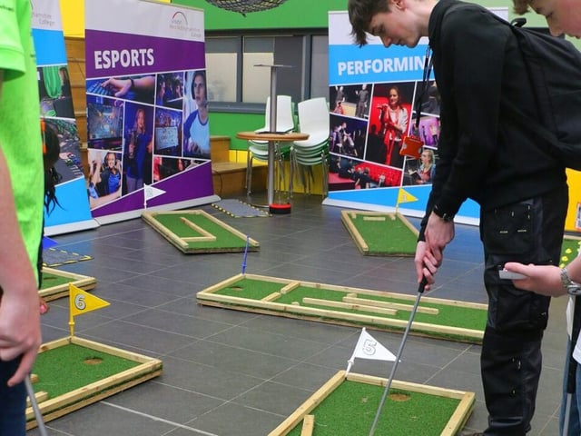 The mini golf was a hit with students.