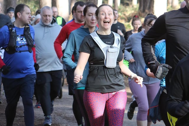 It's all about fun, as well as keeping fit and healthy, on the Sherwood Pines parkrun - as this happy participant proves!