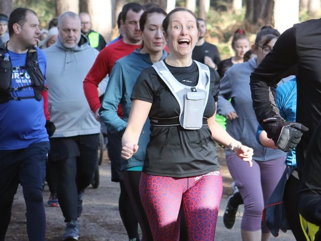 It's all about fun, as well as keeping fit and healthy, on the Sherwood Pines parkrun - as this happy participant proves!