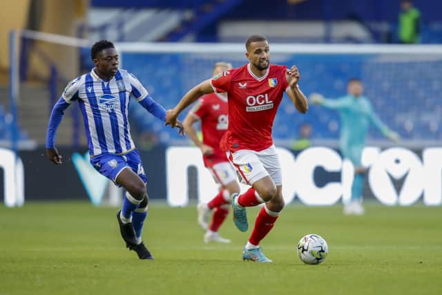 Jordan Bowery on the ball during the Carabao Cup second round match against Sheffield Wednesday FC at Hillsborough
Photo Credit Chris & Jeanette Holloway /  The Bigger Picture.media