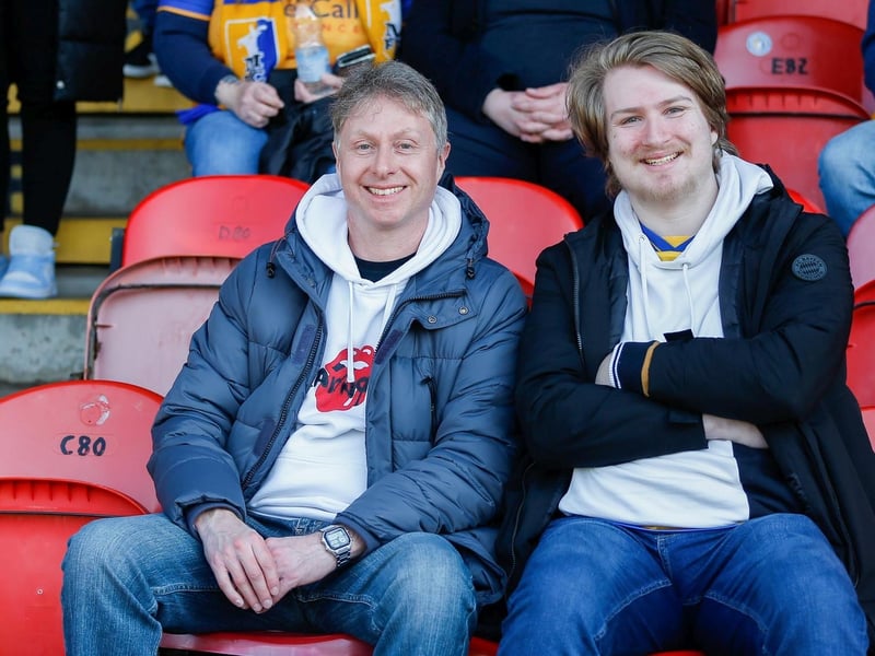Mansfield Town fans ahead of kick-off at Grimsby Town.