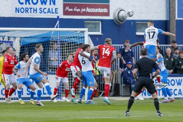Action during the Sky Bet League 2 match against Barrow AFC at the SO Legal Stadium, 27 April 2024Photo credit : Chris & Jeanette Holloway / The Bigger Picture.media
