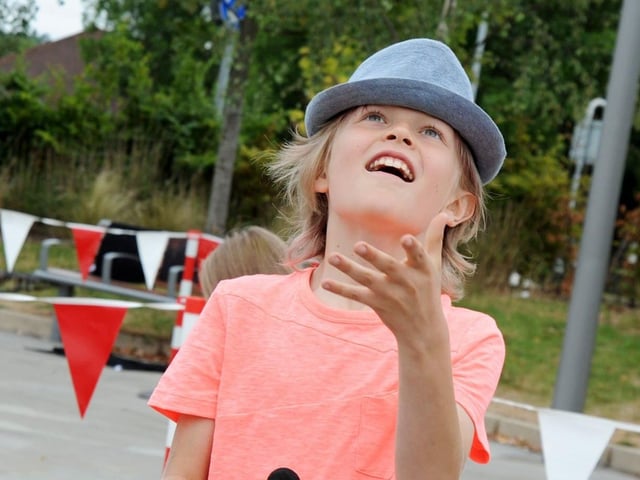 Joseph Hufton, 9, from Kirkby shows off his juggling skills.