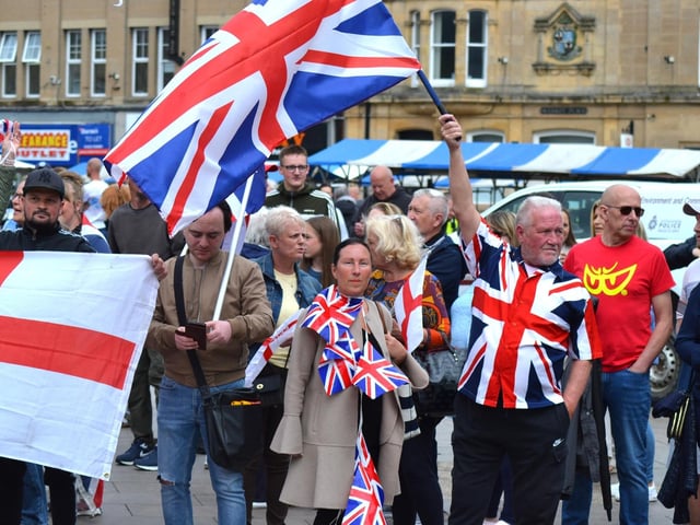 The Union Jack and St George's flags filled the market square.