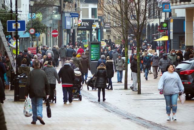 A busy Mansfield town centre today