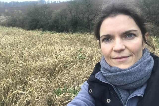 Campaigner Laura Gapski near the proposed solar farm site.