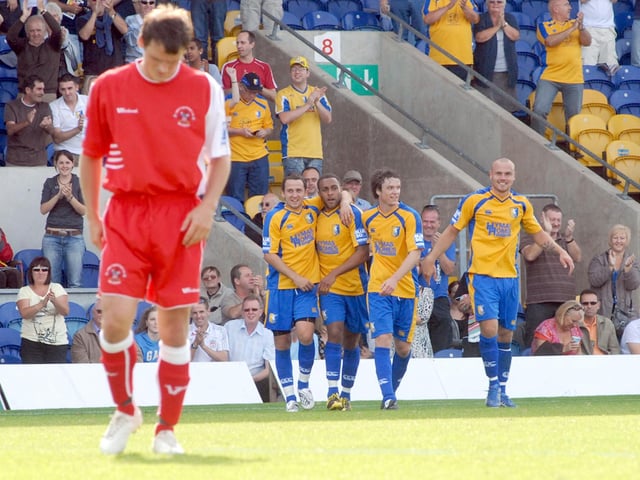 Stags celebrate one of their goals.