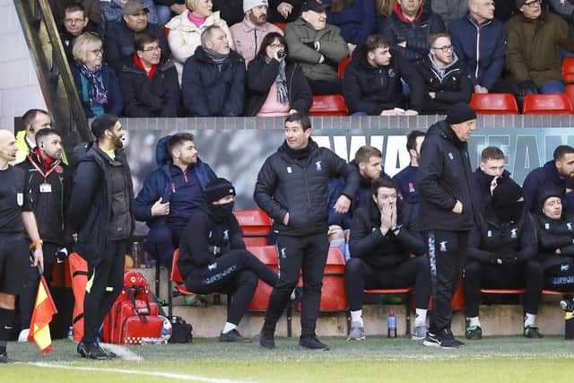 NIgel Clough on the Stags bench at Walsall - Pic by Chris Holloway.