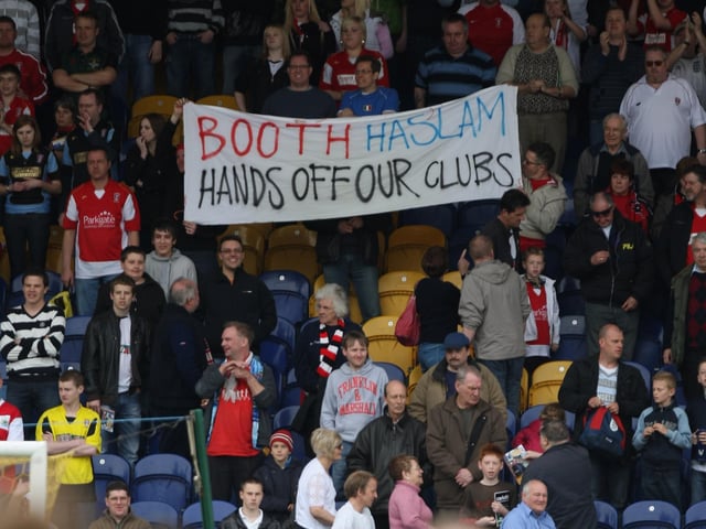 Rotherham fans unite with Stags fans in disapproval of their respective owners.