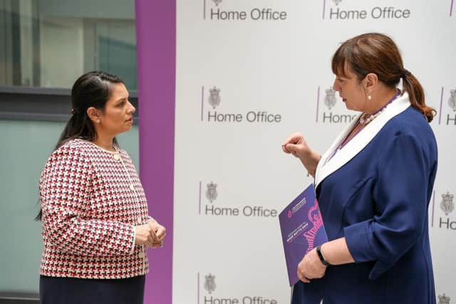 The Rt Hon Priti Patel, Home Secretary, discusses crime and policing strategy in Nottinghamshire with Commissioner Caroline Henry at the Home Office
