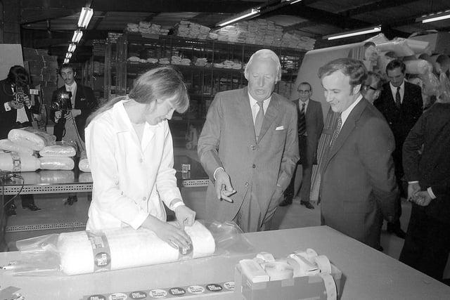 Prime Minister Ted Heath taking a tour of a Kirkby factory during the seventies.